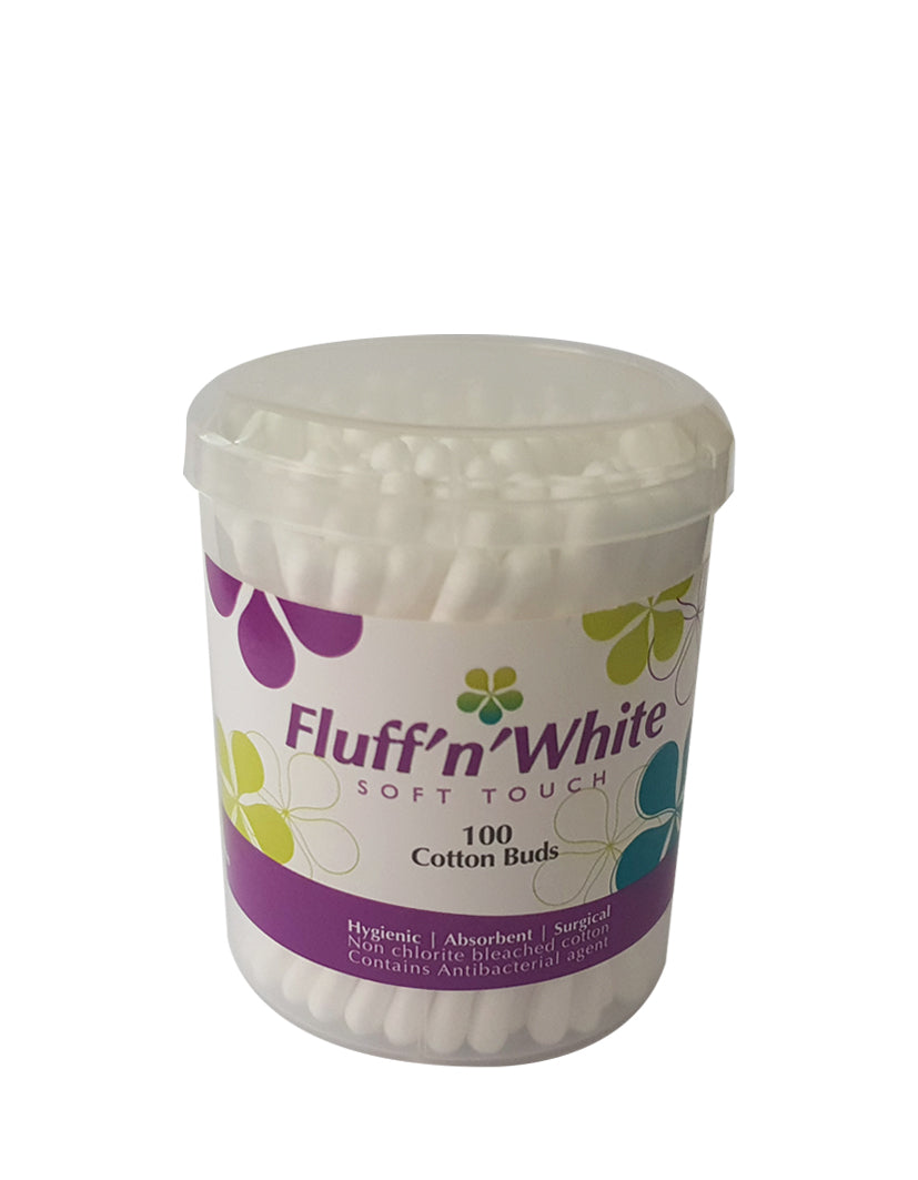 Fluff n White Cotton Buds Round Box 100s