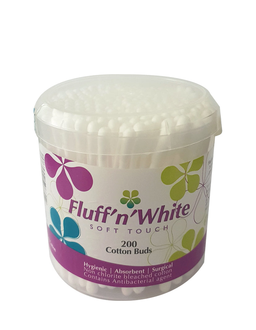 Fluff n White Cotton Buds Round Box 200s